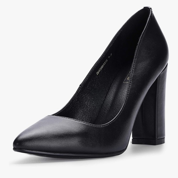 IDIFU Shoes - NEW Chunky-HI Block High Heels Closed Pointed Toe Pumps Dress Office Shoes